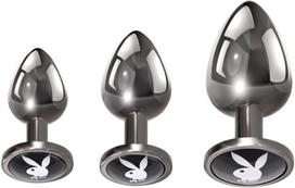 Analinių kaiščių rinkinys Playboy Pleasure, 3 vnt, sidabro spalvos