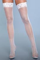 Seksualios kojinės Bewicked Kiss Goodnight Thigh Highs, baltos