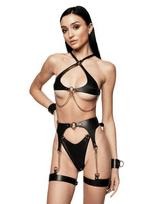 Seksualaus odinio apatinio trikotažo komplektas Leather Kitty