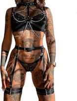 Seksualūs odiniai nelaisvės diržų komplektai