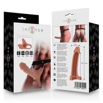 Diržas Strap On su dildo Intense Hollow, juodas/smėlio spalvos