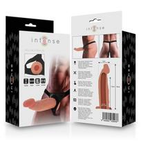 Diržas Strap On su dildo Intense Hollow, juodas/smėlio spalvos