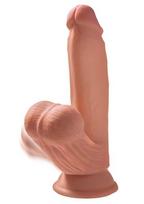 Varpos imitatorius su judančiomis sėklidėmis King Cock Plus Triple Density, smėlio spalvos