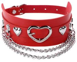 Kaklo papuošalas LIVMAN A-02 su širdele ir 2 grandinėlėmis BDSM ir erotiniams vaidmenų žaidimams – paklusnumui ir dominavimui