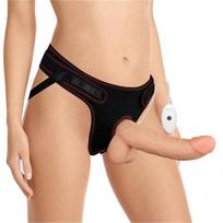 Strap-on su vibruojančiu vibratoriumi ir nuotolinio valdymo pulteliu 8.5