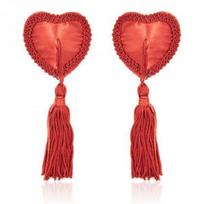Spenelių spaustukai Heart Nipples Tassels, raudoni