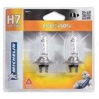 2 Automobilių Ampulės H7 LIFE+100% 55W - MICHELIN - Artimųjų šviesų, kelių, rūko žibintų.
