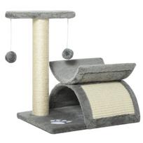 "PawHut" kačių draskyklė su žaidimų kamuoliuku, šviesiai pilka, L40xW30xH43 cm