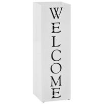 vidaXL Stovas skėčiams, su užrašu Welcome, plieninis, baltas