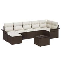 vidaXL Sodo Sofų Rinkinys su pagalve 8 pcs Ruda Poli ratanas