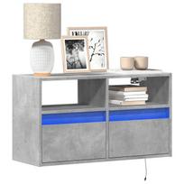 Sieninė tv spintelė su led lemputėmis, betono, 80x31x45cm