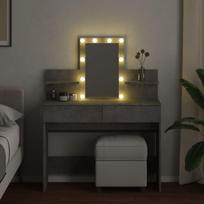 Kosmetinis staliukas，Makiažo stalas su LED, betono pilkas, 100x40x130cm CFE2131816