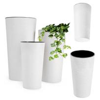 3x vazono rinkinys Vazonas + įdėklas baltas gėlių stovas aukštas sodas 57 cm