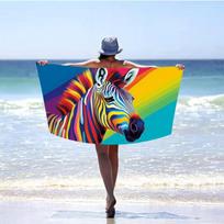 Paplūdimio rankšluostis 70x140 VASAROS Zebra Rainbow Spalvingas