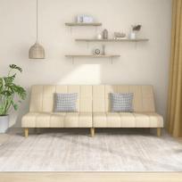 Dvivietė sofa-lova, kreminės spalvos, audinys