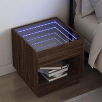 vidaXL Naktinis staliukas su Infinity LED, rudas ąžuolo, 50x50x50cm