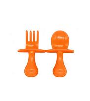 Vaikiški Stalo Įrankiai Šaukštas Šakutė Šakutė Plastikinė Ergonomiška Oranžinė