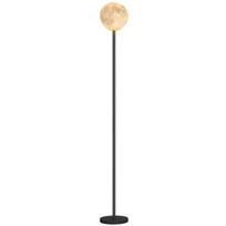 HOMCOM Pastatoma lempa su mėnulio imitacijos gaubtu, kojiniu jungikliu, 3 spalvų temperatūros, metalinė, juoda, Juoda