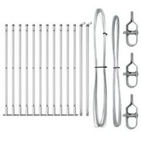 Aptvarų Stulpeliai su Pagrindo Plokštėmis 13 vnt Ø32mm 110cm Cinkuotas Plienas