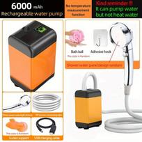 Nešiojamas elektrinis lauko dušas,  6000 mAh patobulinta versija be temperatūros matavimo + trečios pavaros dušas.