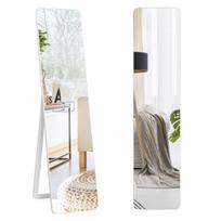 Costway 2 in 1 viso ilgio veidrodinis stovimas veidrodis ir sieninis veidrodis 160 x 37 cm baltas