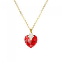 Kaklo papuošalas moterims DiamondSky "Cute Valentine (Light Siam)" su Swarovski kristalais
