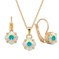 Papuošalų rinkinys moterims DiamondSky "Magical Square (Aurora Borealis)" su Swarovski kristalais