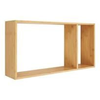 Natūralaus bambuko sieninė lentyna su 2 nišomis 70x15x35,5 cm - DJEGA