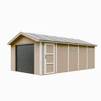 PREMIUM kokybės garažas 21 m² – 378 x 648 cm – Timbela M992B garažas su dažų rinkiniu TERRA BROWN