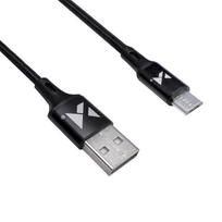 Tvirtas USB microUSB laidas su apvalkalu 2.4A 1m, juodas