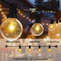 LED lauko girliandų lemputės, 56FT/17,07M-25+2Lemputės