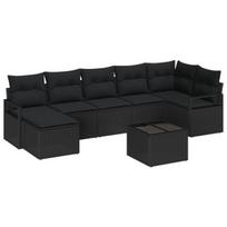 vidaXL Sofos komplektas su pagalve 8 pcs Juoda poliratanas