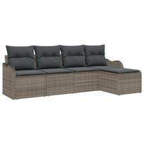 vidaXL Sodo Sofų Rinkinys su pagalve 5 pcs Pilka Poli ratanas