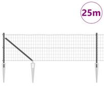vidaXL Tvora su stulpais Pilka 0,4 x 25 m Plienas ir PVC