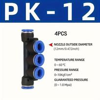 Pneumatinės greito sujungimo jungtys, 12mm, 4 vnt., PK-12 4vnt