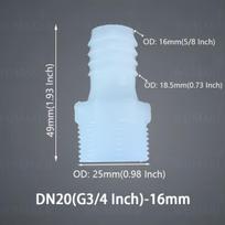 Plastikinė žarnos jungtis su išoriniu sriegiu, G3/4–16 mm (5/8 colio)