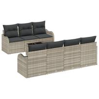 vidaXL Sodo Sofų Rinkinys Šviesiai pilka 55 x 55 x 37 cm poliratanas