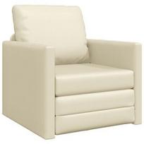 Grindų sofa-lova 2-in-1 Kreminė 74x77x81 cm Dirbtinės odos