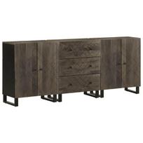 vidaXL 3 dalių indaujos juodos 60x33x75 cm medžio masyvo mango