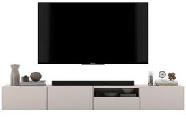 2 vnt. pakabinamų TV spintelių 240 cm Lindner baldai matinės kašmyro spalvos