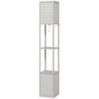 HOMCOM toršeras modernaus dizaino, 2 lentynos, virvelinis jungiklis, 26 cm x 26 cm x 156 cm, juoda + balta, Šviesiai pilka