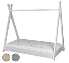 Medinė skandinaviško stiliaus vaikiška lova + STANDARD čiužinio komplektas, vigvamas, palapinė 160x80