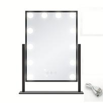 LED apšviestas kosmetinis veidrodis,  Juoda