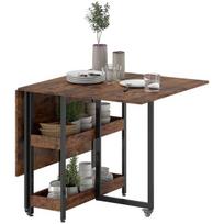 HOMCOM sulankstomas valgomojo stalas, virtuvės stalas 2-4 asmenims su 2 atviromis lentynomis, mobilus valgomojo stalas mažiems kambariams, valgomasis, virtuvė 133,4 x 80 x 75 cm, kaimiškas rudas, Kaimiška ruda spalva