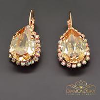 Auskarai moterims DiamondSky „Crystal Drop III (Golden Shadow)“ su Swarovski kristalais