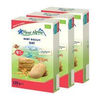 Ekologiški avižiniai, pilno grūdo sausainiai FLEUR ALPINE, nuo 9 mėnesių, 120 g x 3 vnt.