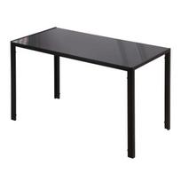 HOMCOM LED valgomojo stalas virtuvinis stalas 4 asmenims grūdinto stiklo metalinis juodas 120x60x75cm