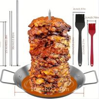 Nerūdijančio Plieno Vertikalus Iešmų Rinkinys BBQ Griliui, Patobulintas modelis - kepimo skarda 25,4 cm + du šepečiai