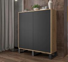 Komoda Meble Lindner, juoda, 113 x 127 x 35