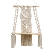 Lentynos, Boho Macrame sieninė lentyna, rankų darbo medvilninės virvės augalų laikiklis gobelenas